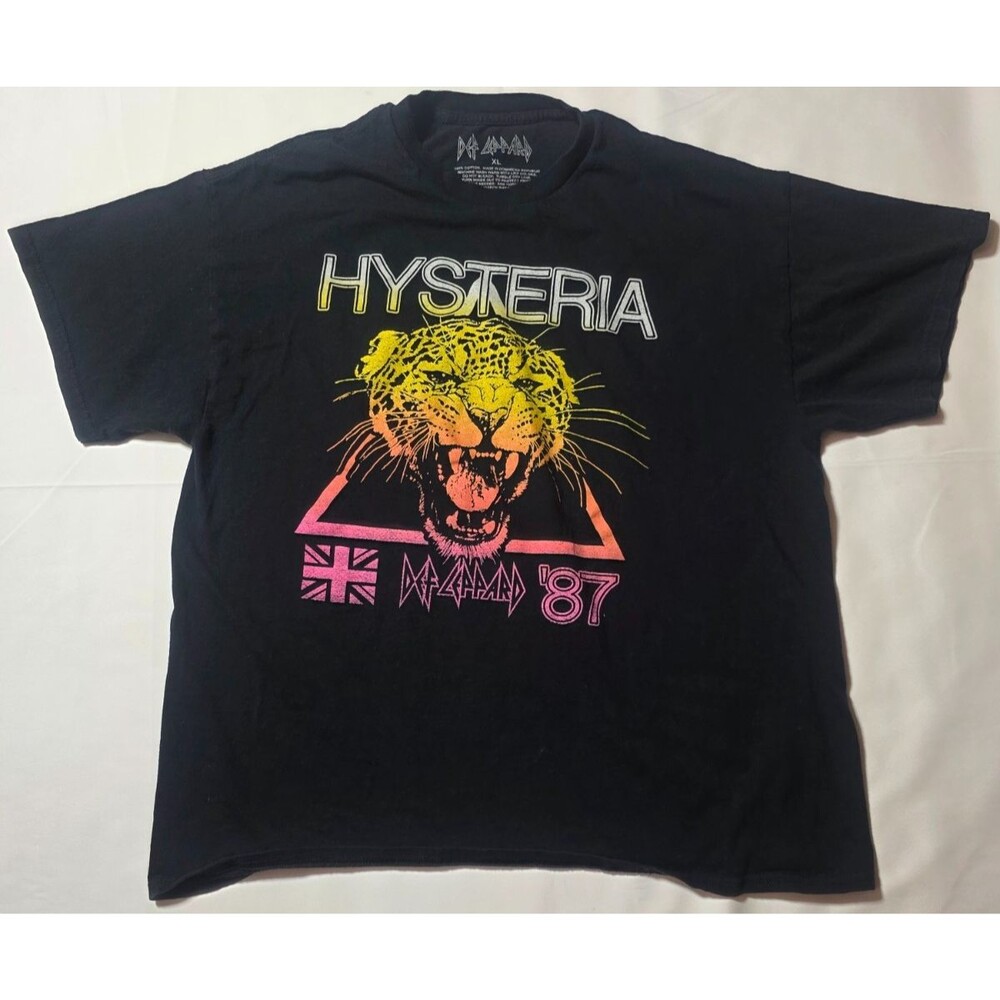 Def Leppard Mens XL Black Hysteria Animal 1987 World Tour Graphic T Shirt XL